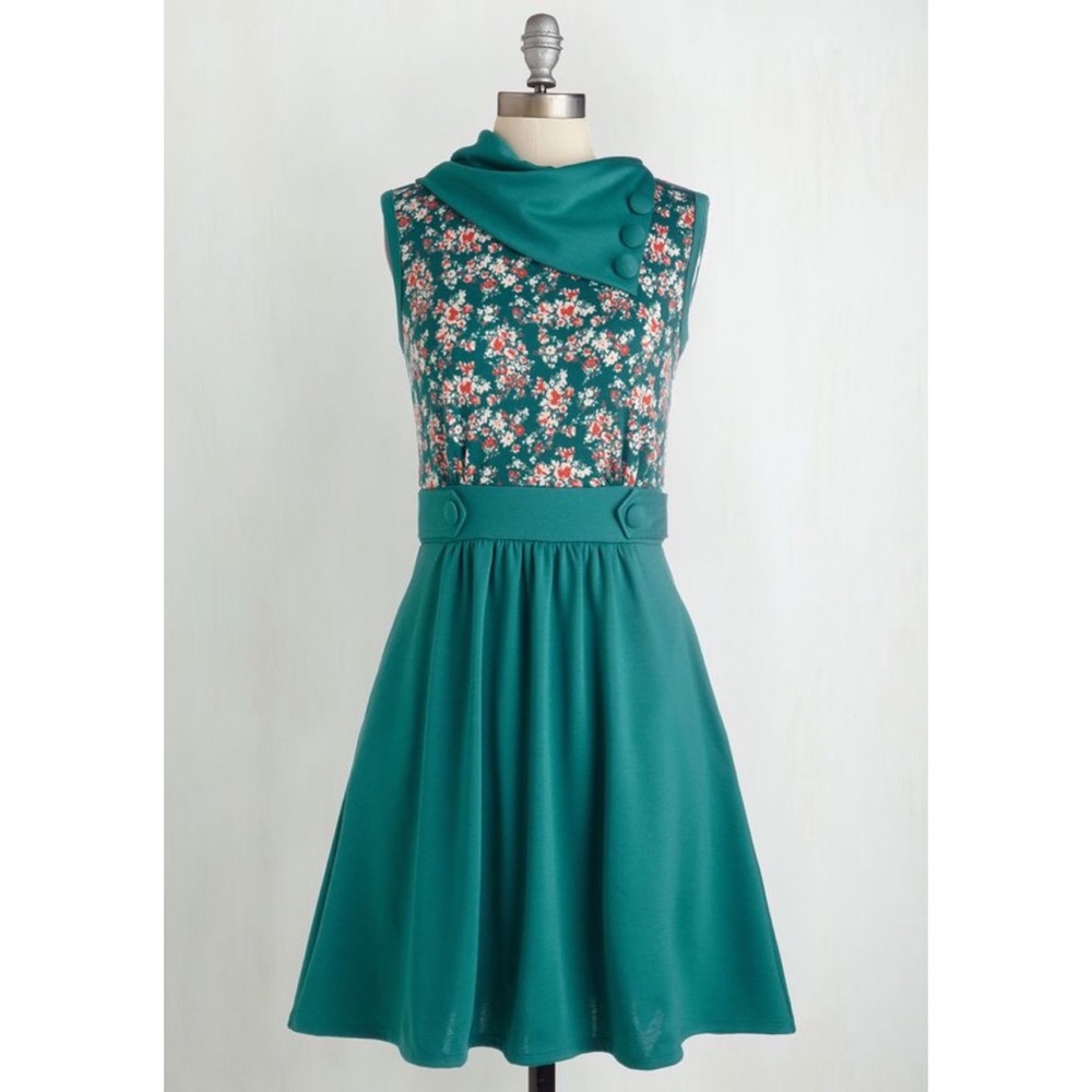 ISO: ModCloth Coach Tour Dress in Teal Garden